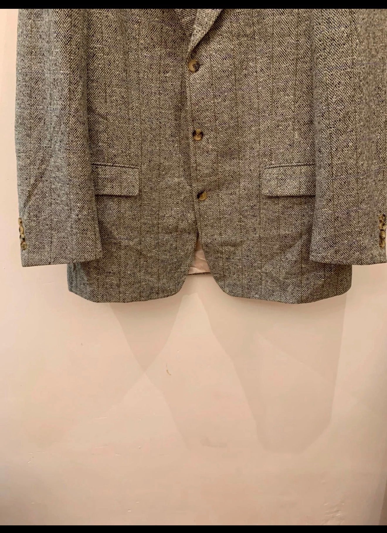 Vintage Hugo Boss Wool Cashmere herringbone classic sport coat blazer 46L XL