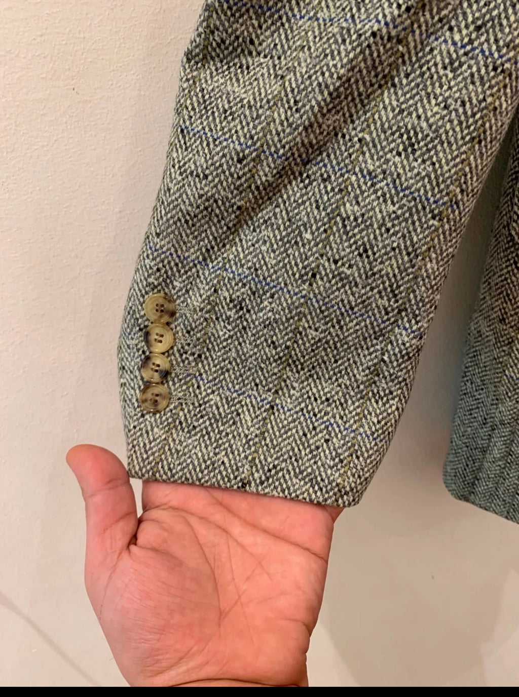Vintage Hugo Boss Wool Cashmere herringbone classic sport coat blazer 46L XL