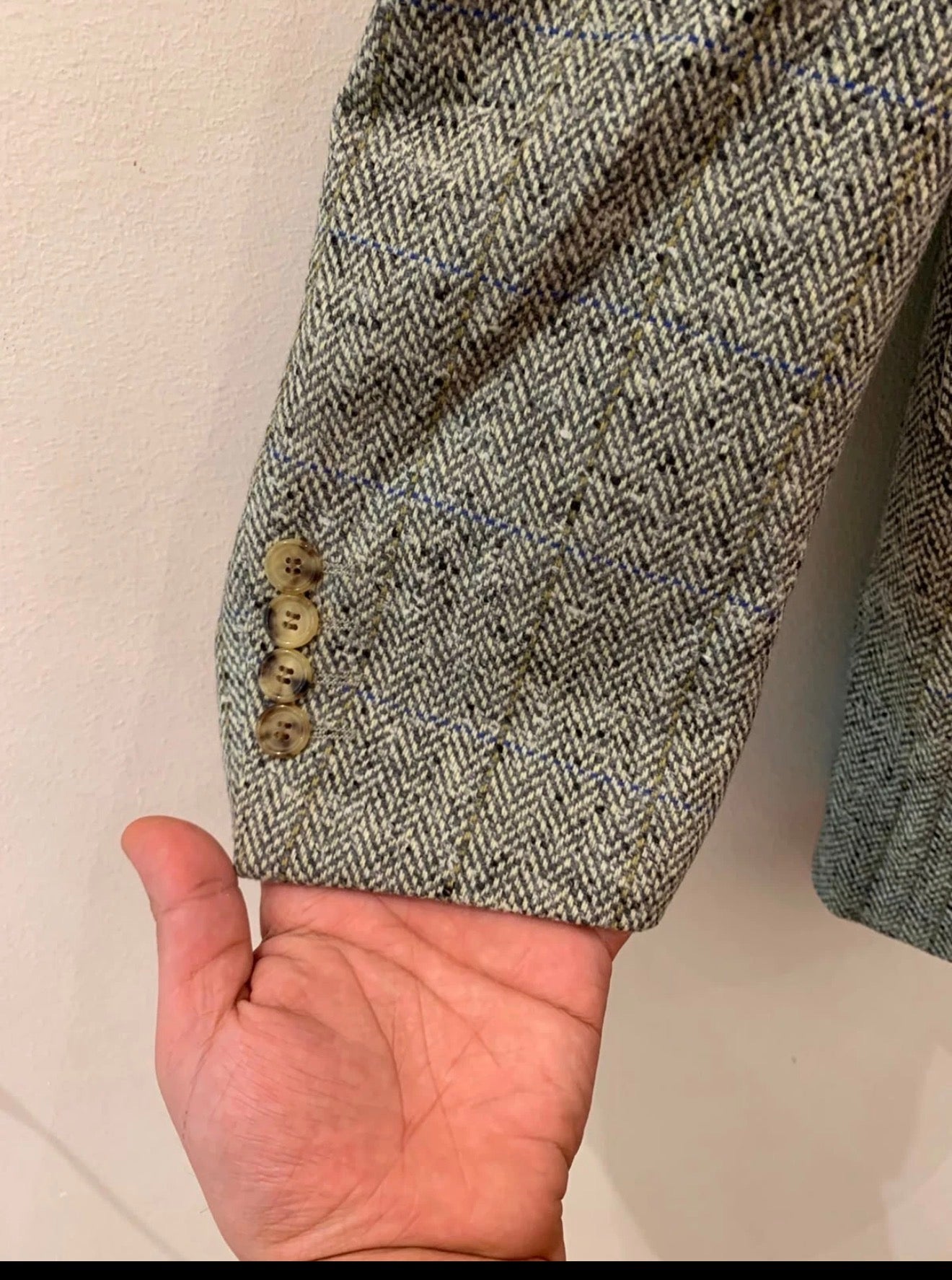 Vintage Hugo Boss Wool Cashmere herringbone classic sport coat blazer 46L XL