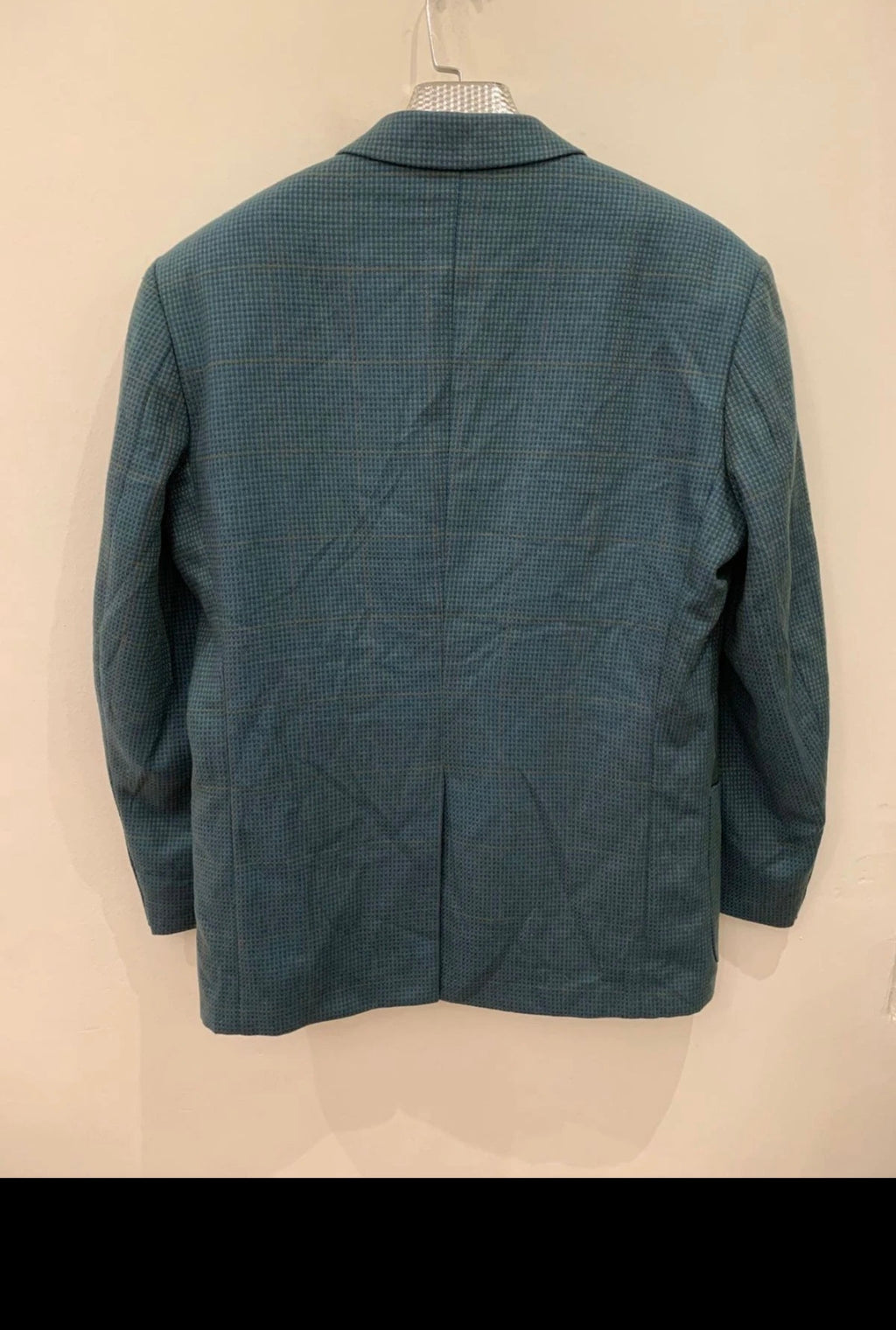 Vintage pure wool Windowpane classic turquoise jacket blazer 42R