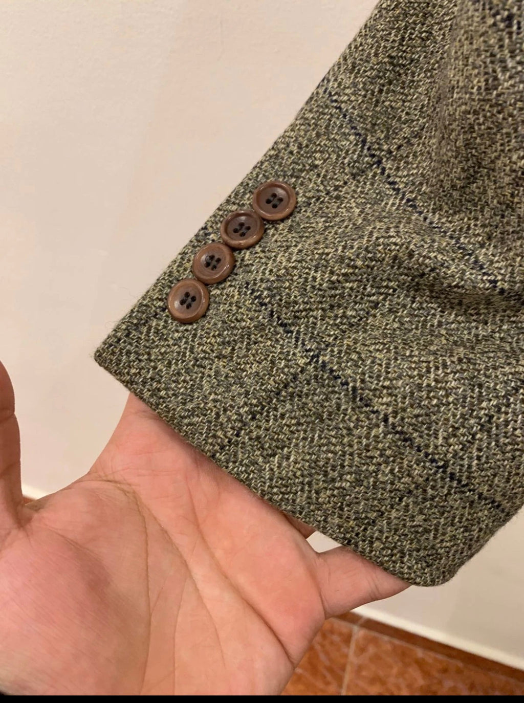 Vintage Windsor Wool Angora Cashmere Windowpane brown jacket blazer 46R XL