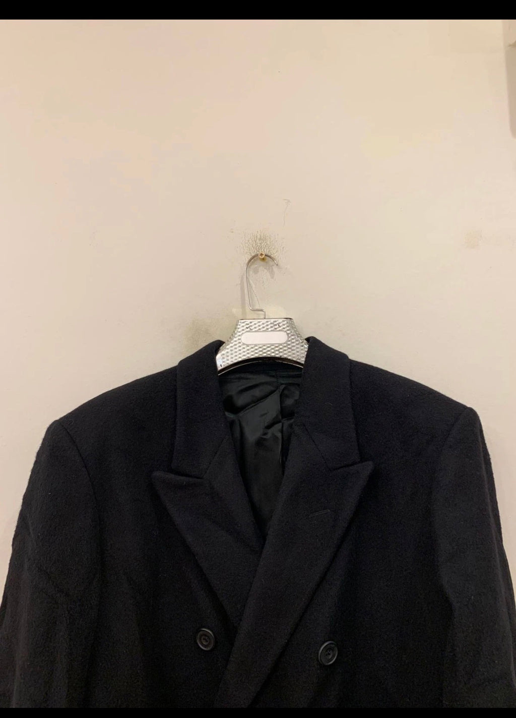 Vintage wool cashmere blend double breasted gangster classic over coat 46R XL