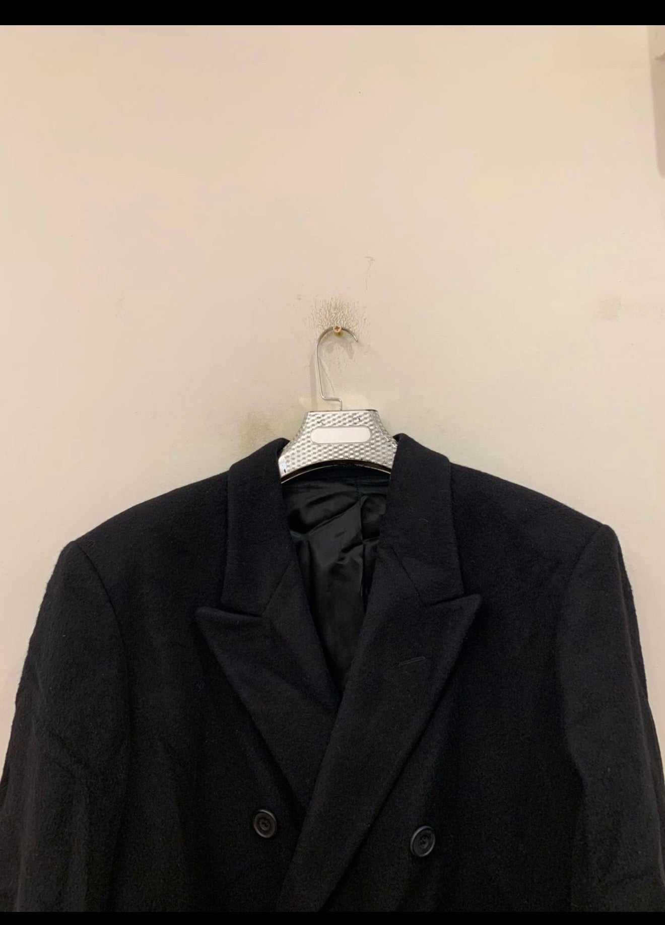 Vintage wool cashmere blend double breasted gangster classic over coat 46R XL