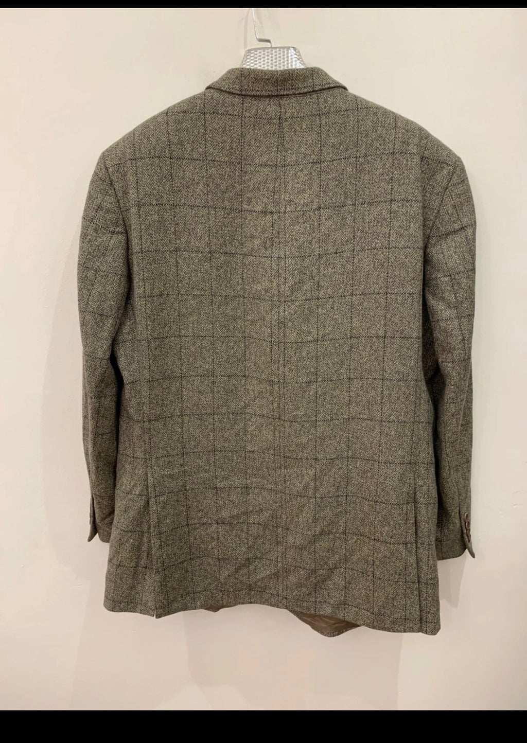 Vintage Windsor Wool Angora Cashmere Windowpane brown jacket blazer 46R XL