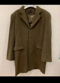 Vintage Wool Cashmere blend classic brownish green over coat 46R 46L XL
