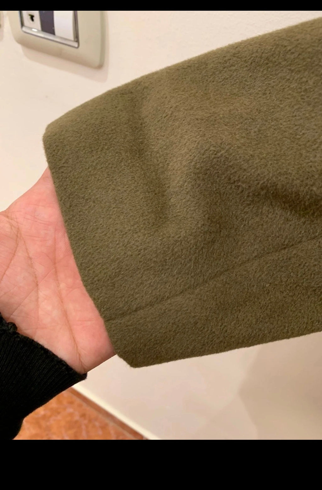 Vintage Wool Cashmere blend classic brownish green over coat 46R 46L XL