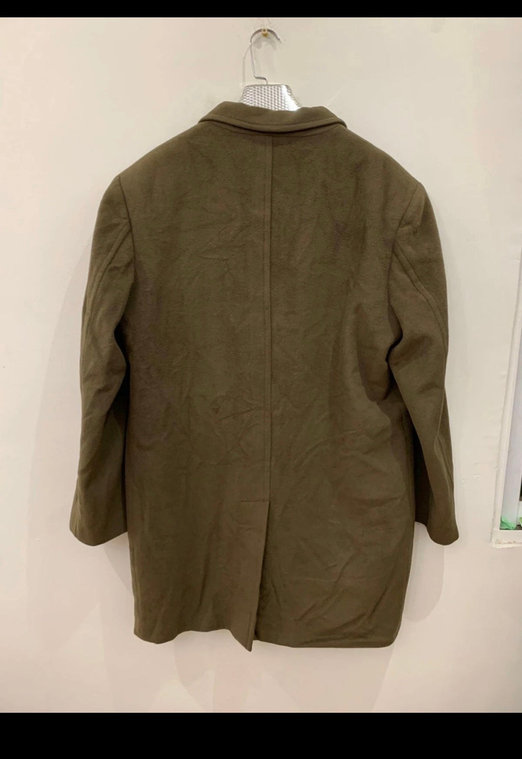 Vintage Wool Cashmere blend classic brownish green over coat 46R 46L XL