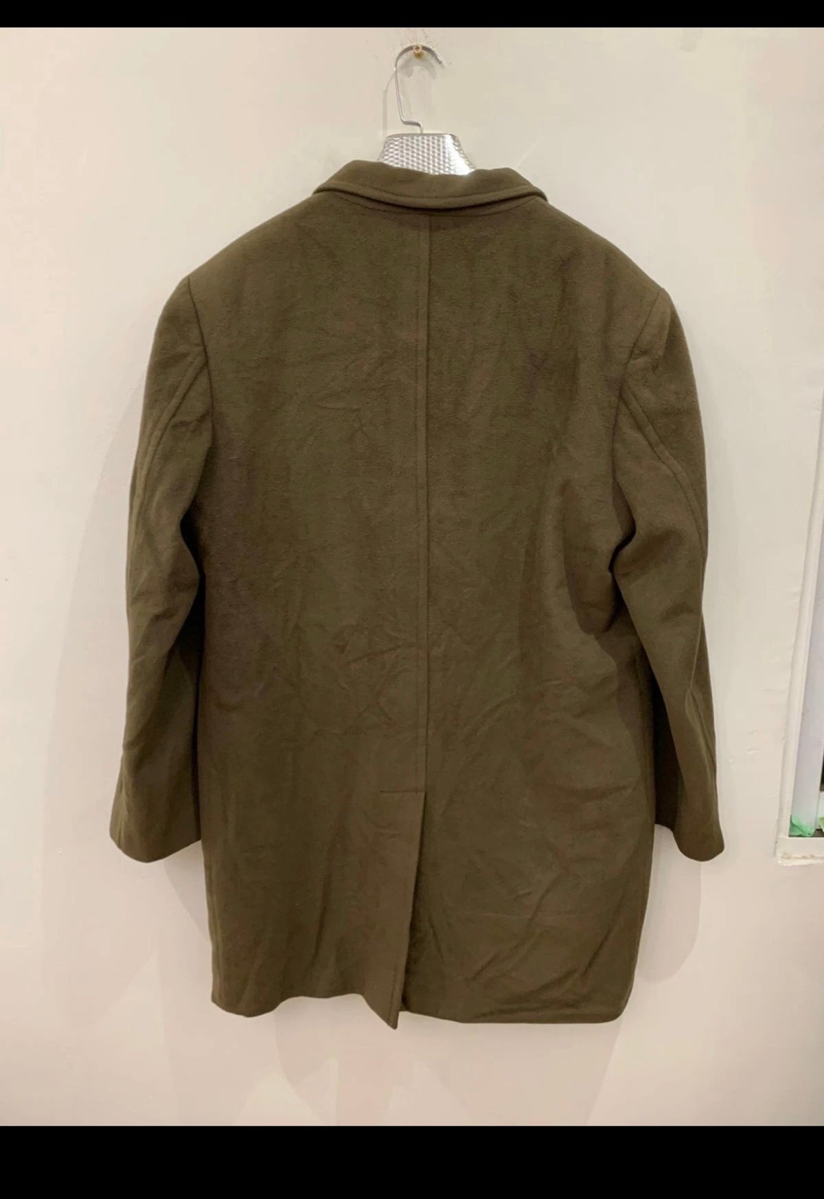 Vintage Wool Cashmere blend classic brownish green over coat 46R 46L XL