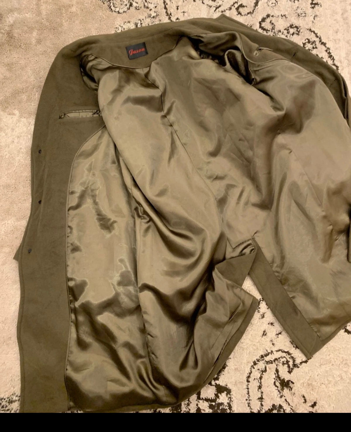 Vintage Wool Cashmere blend classic brownish green over coat 46R 46L XL