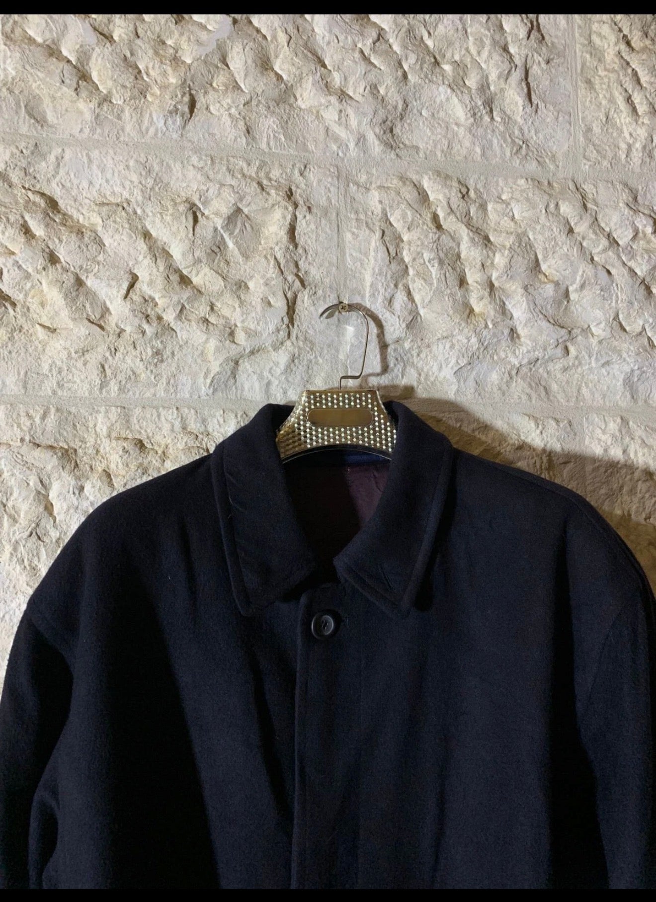 Vintage Konen classic 100% Pure Cashmere navy belted long over coat 48R XL