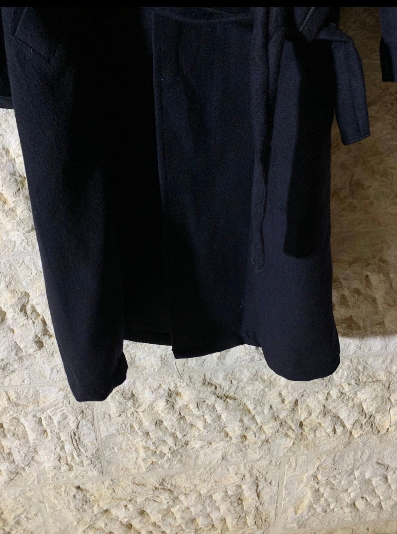 Vintage Konen classic 100% Pure Cashmere navy belted long over coat 48R XL