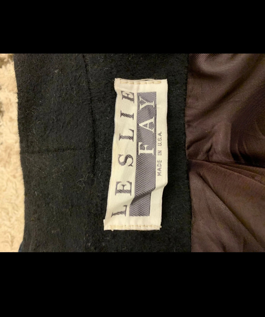 Vintage Leslie Fay pure wool shawl collar classic black over coat 20 2XL 50
