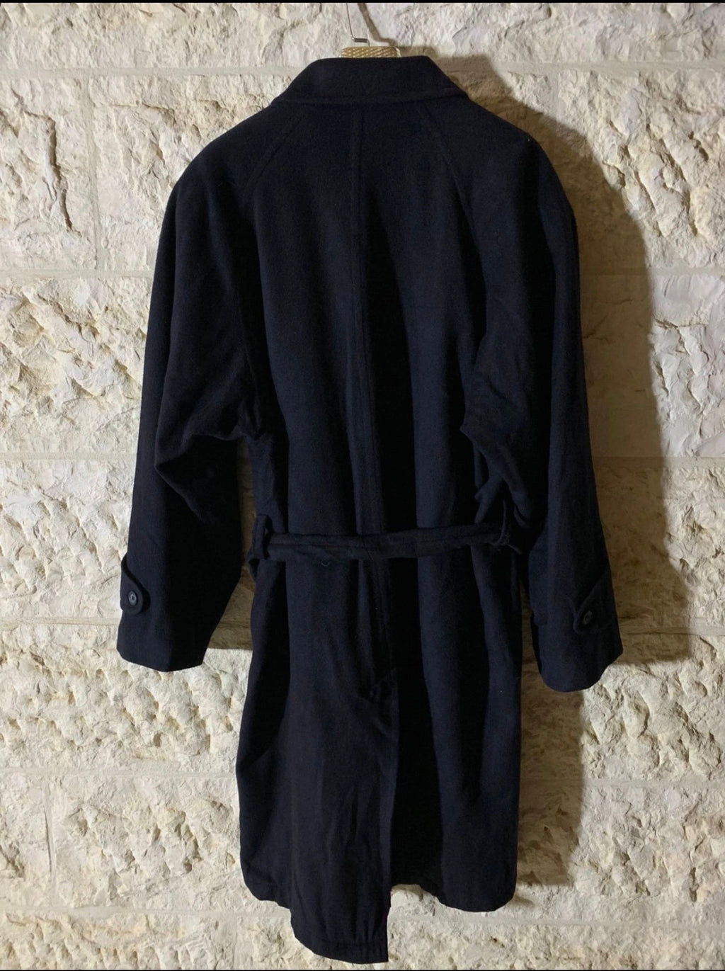 Vintage Konen classic 100% Pure Cashmere navy belted long over coat 48R XL