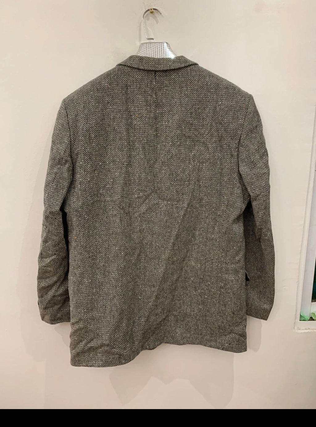 Vintage pure wool handwoven Tweed classic green hunting jacket blazer 46R 46L XL