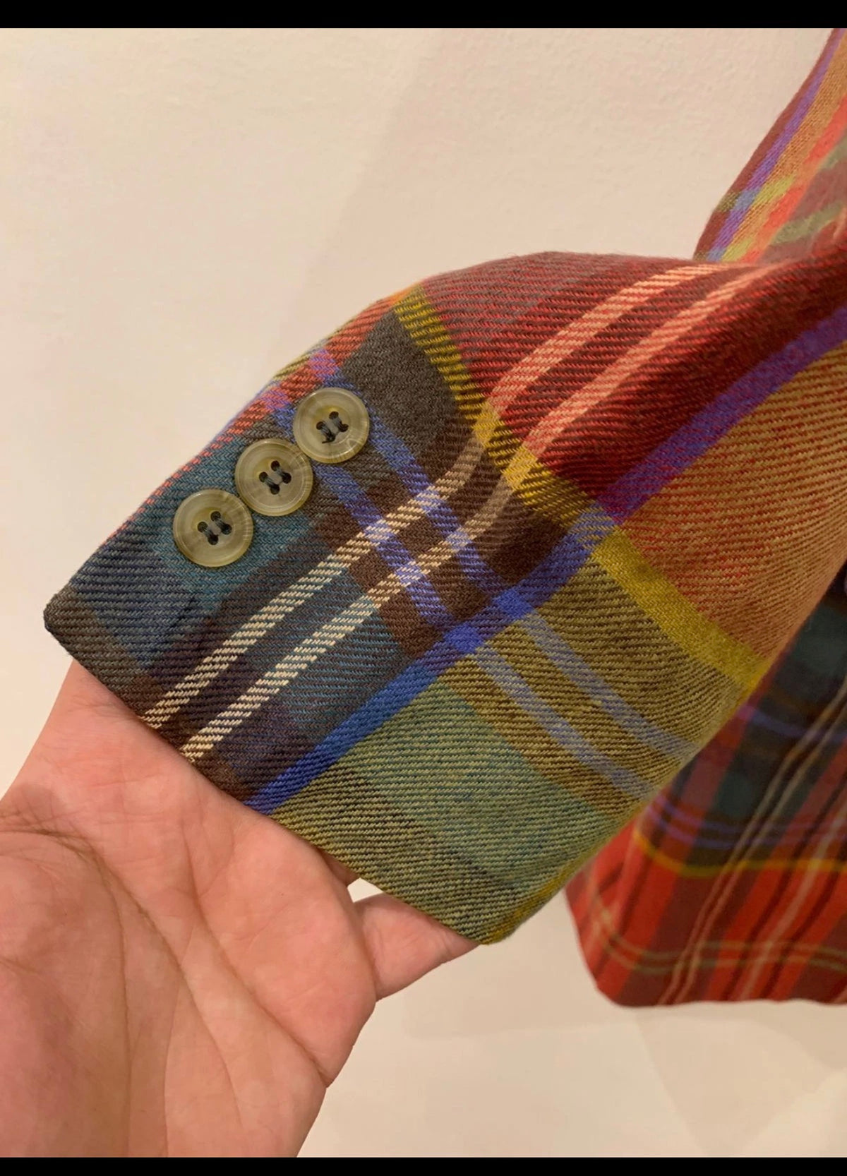 Vintage Daks DD London 100% Linen classic plaid jacket over coat 6 S 36