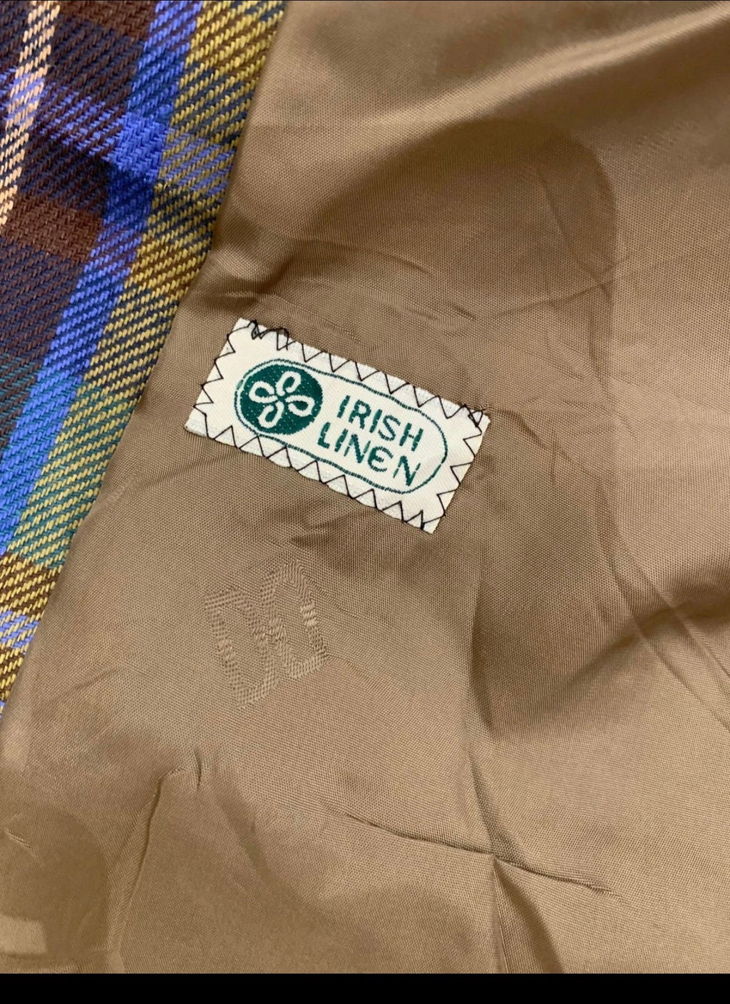Vintage Daks DD London 100% Linen classic plaid jacket over coat 6 S 36