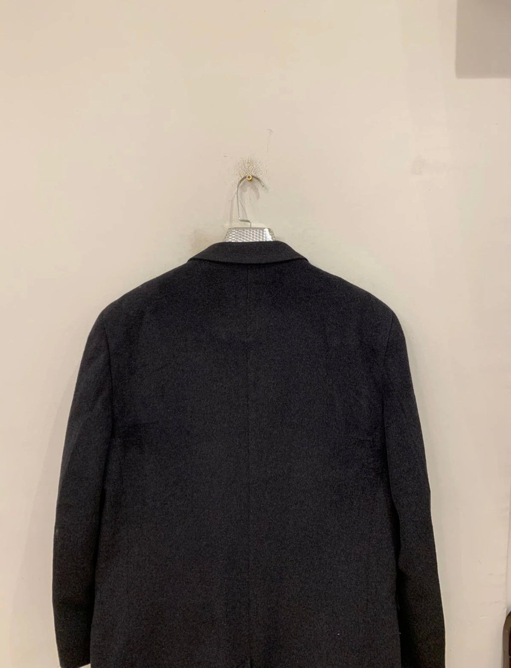 Vintage Wool Cashmere blend double breasted gangster Charcoal over coat 44R L