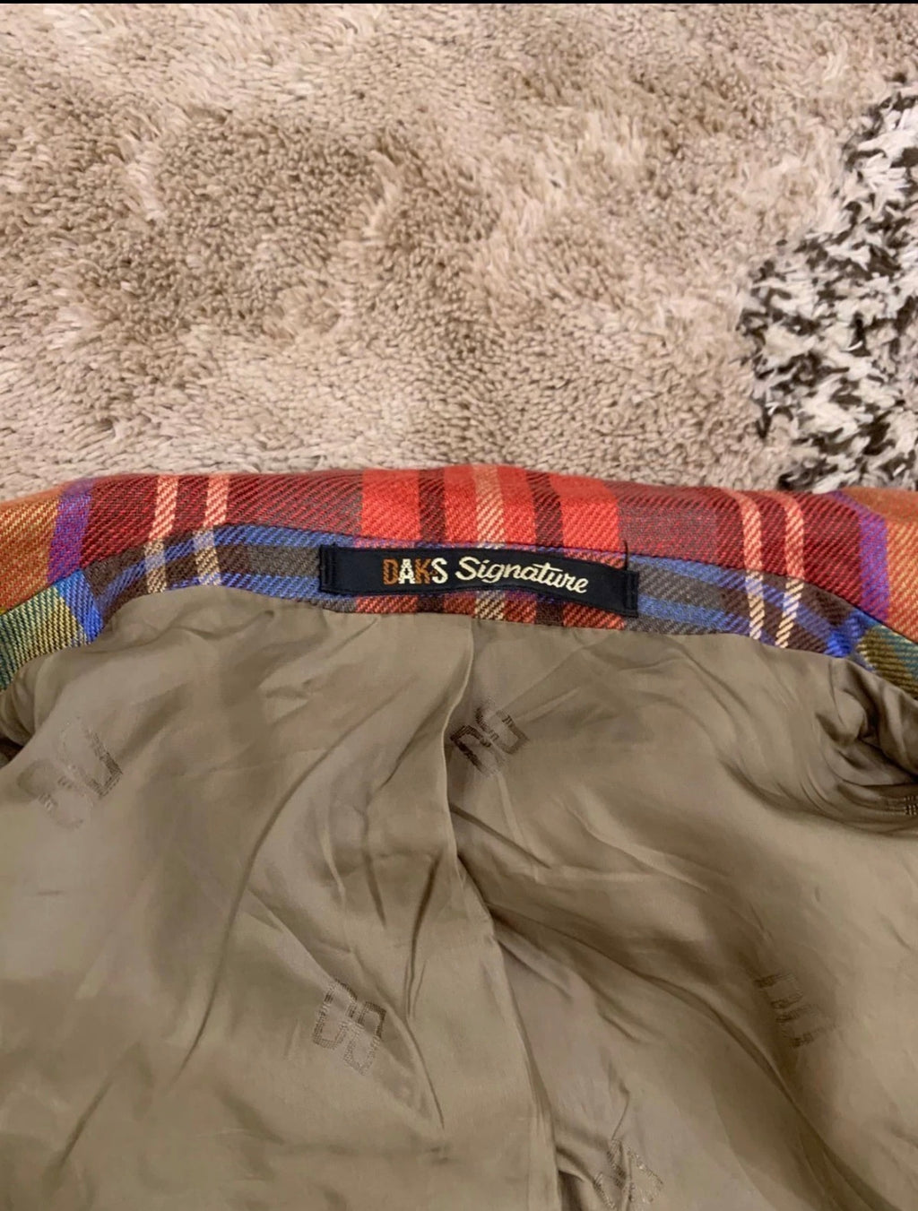 Vintage Daks DD London 100% Linen classic plaid jacket over coat 6 S 36