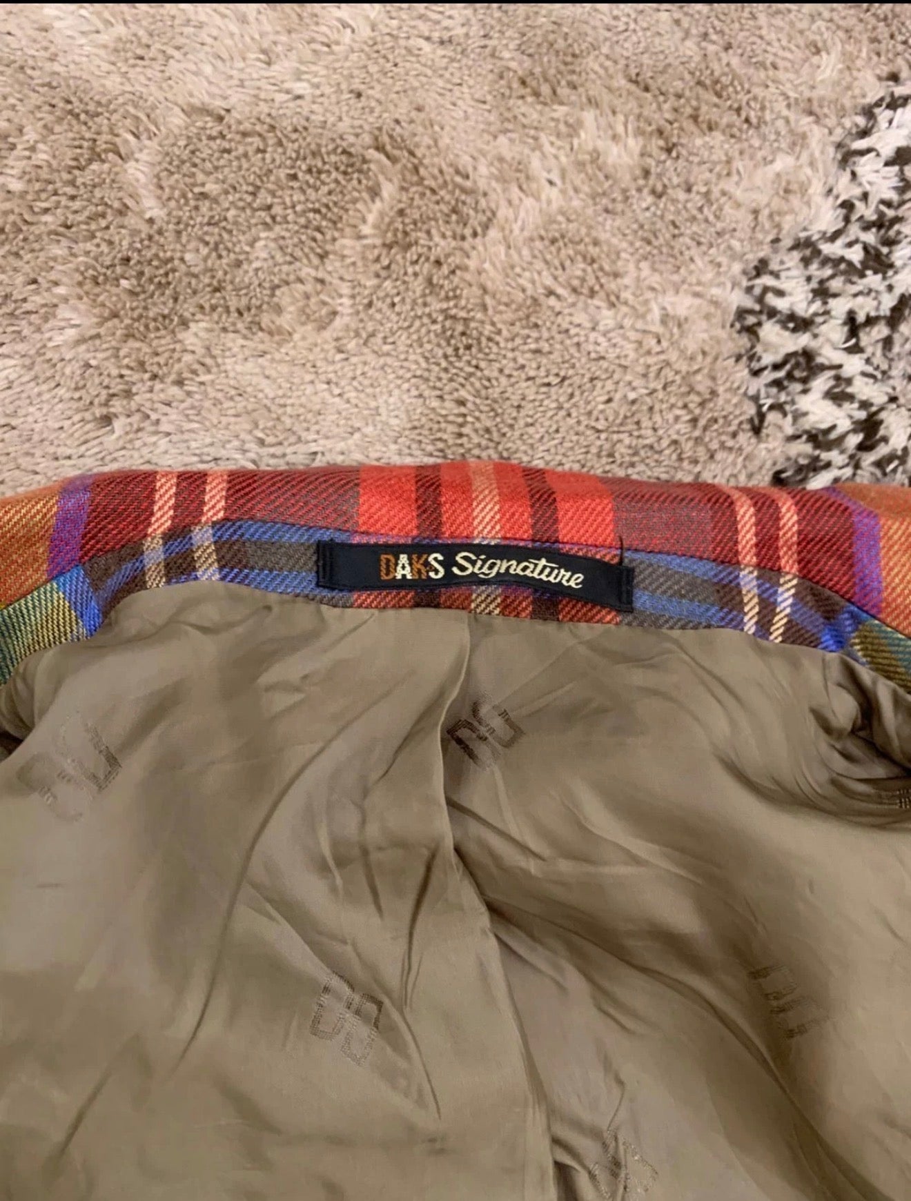 Vintage Daks DD London 100% Linen classic plaid jacket over coat 6 S 36