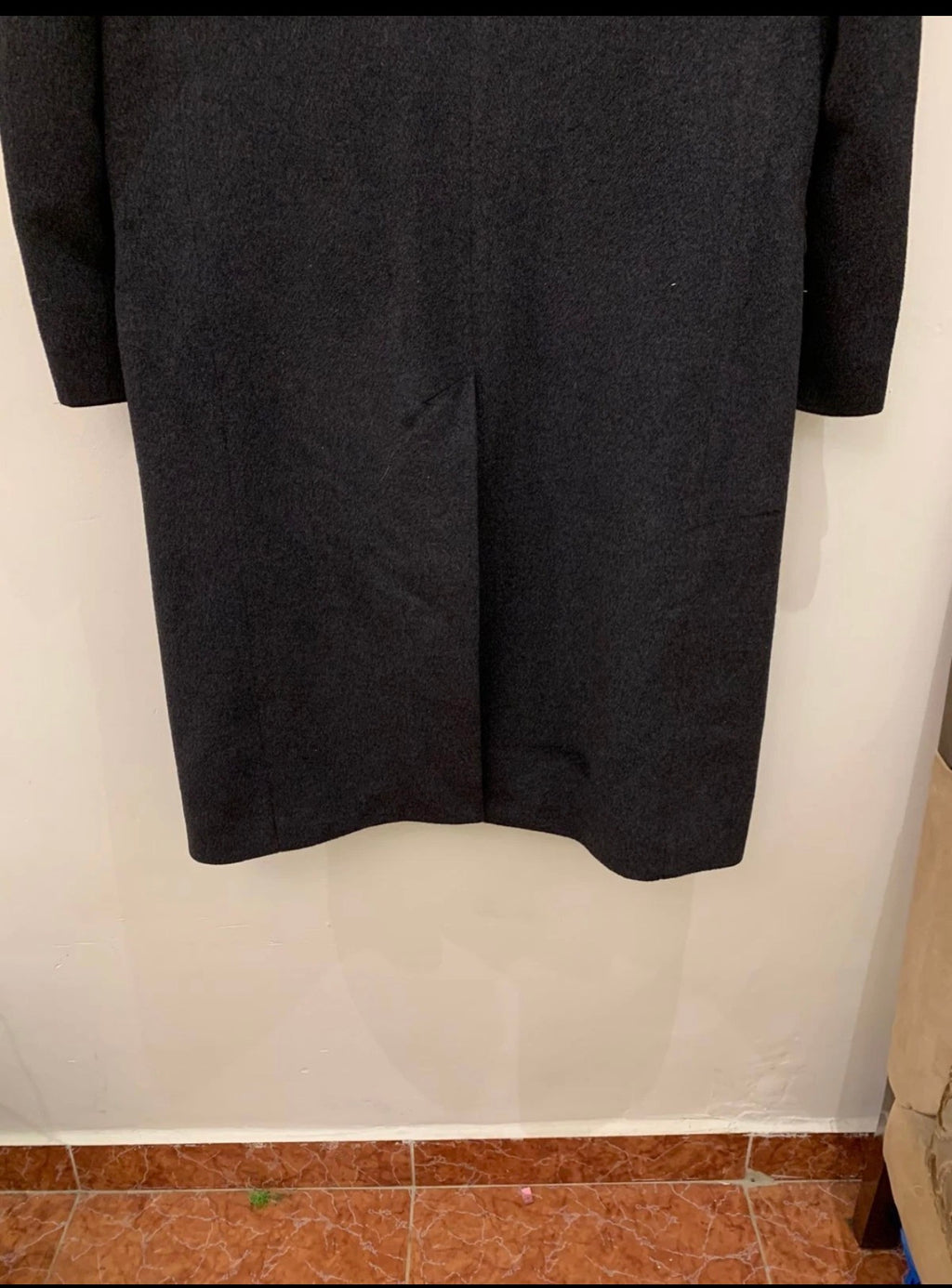 Vintage Wool Cashmere blend double breasted gangster Charcoal over coat 44R L