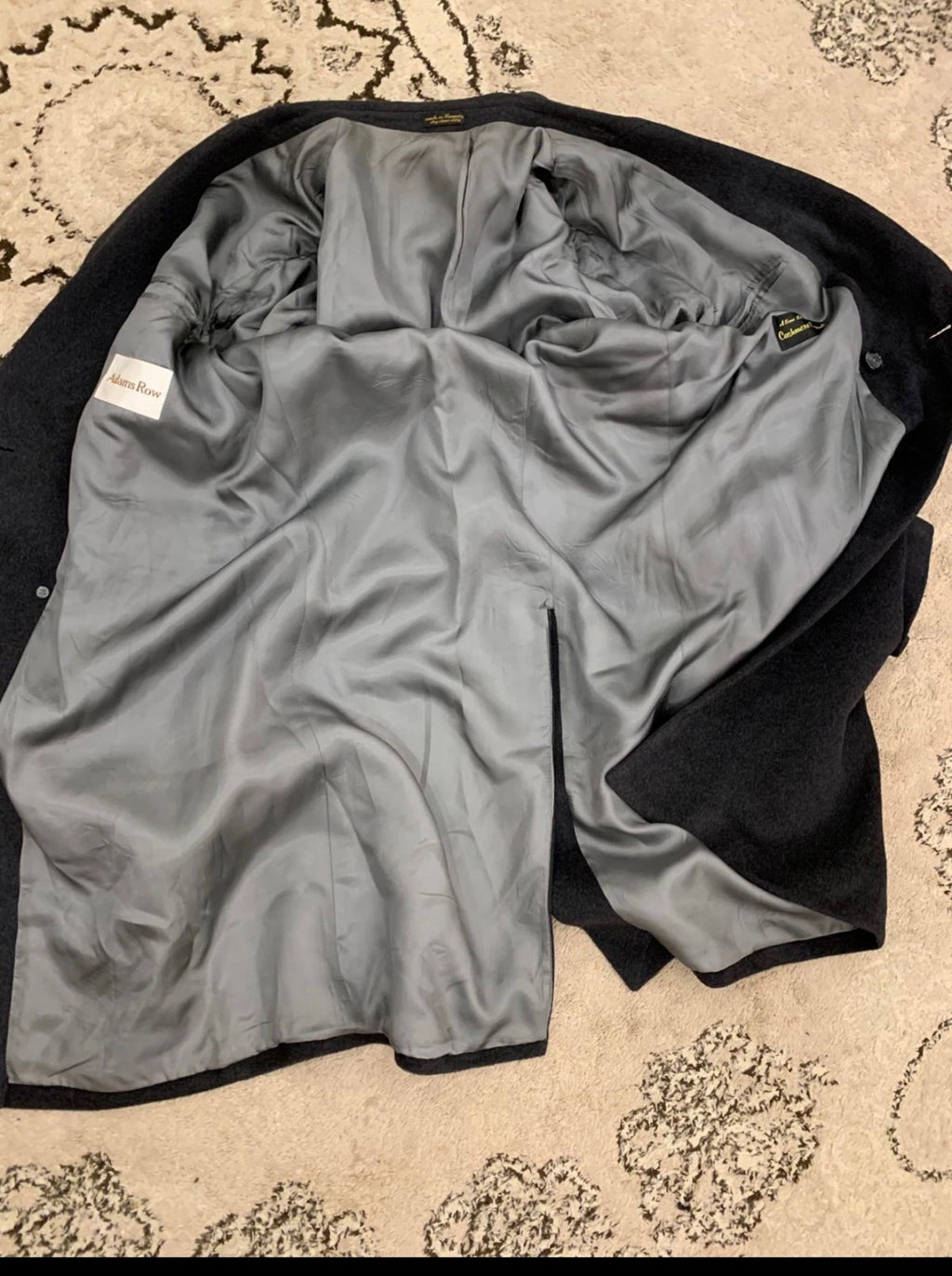 Vintage Wool Cashmere blend double breasted gangster Charcoal over coat 44R L