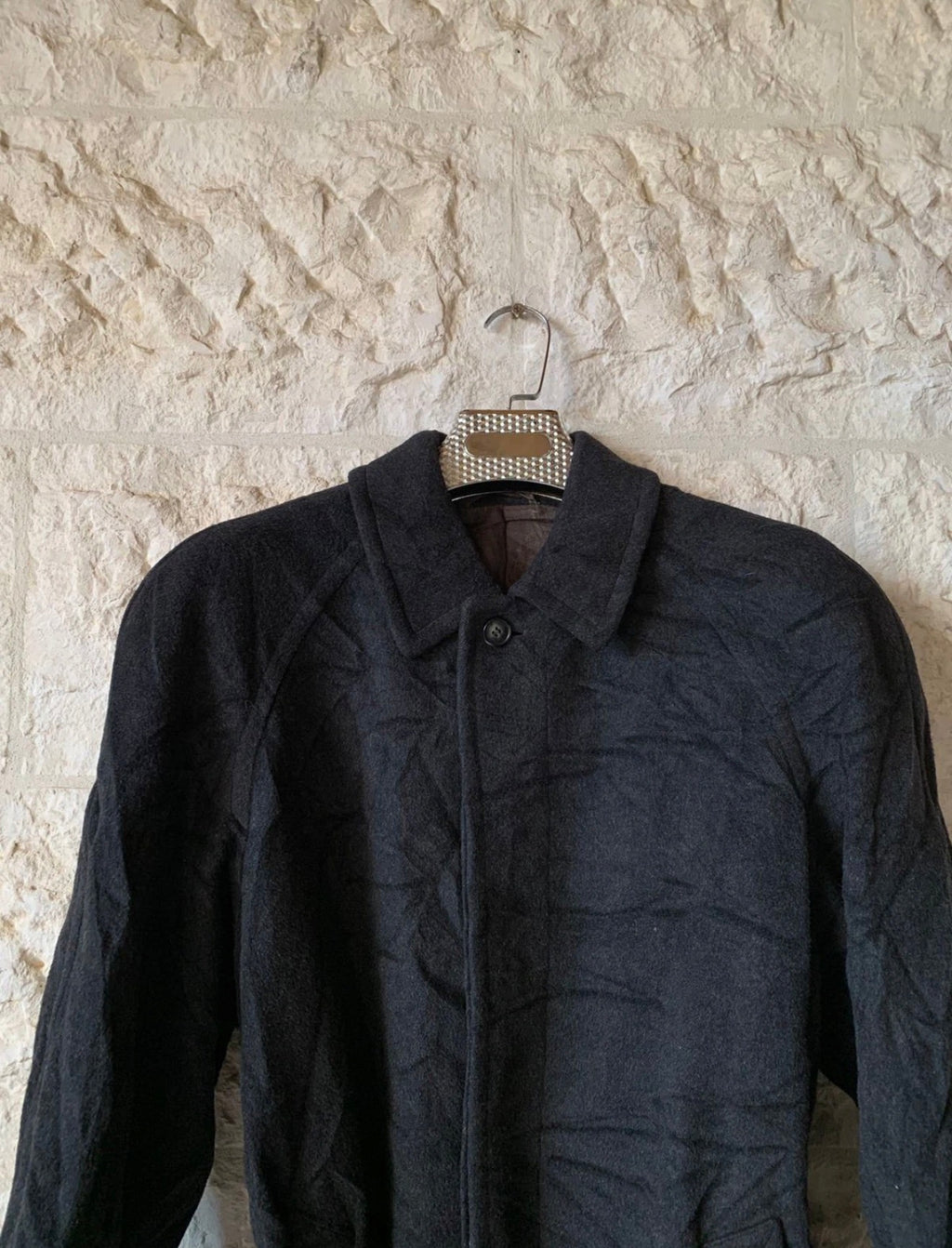 Vintage Wool Cashmere blend charcoal belted raglan classic over coat 46R XL