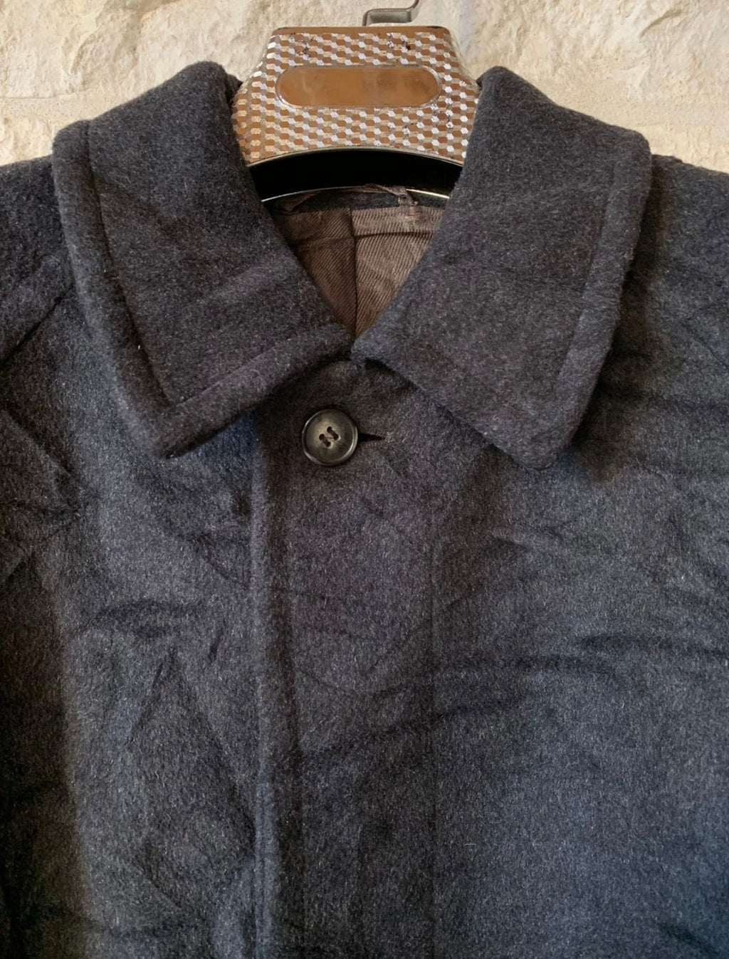 Vintage Wool Cashmere blend charcoal belted raglan classic over coat 46R XL