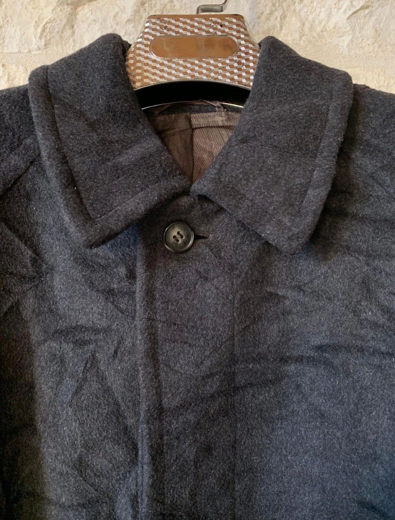 Vintage Wool Cashmere blend charcoal belted raglan classic over coat 46R XL
