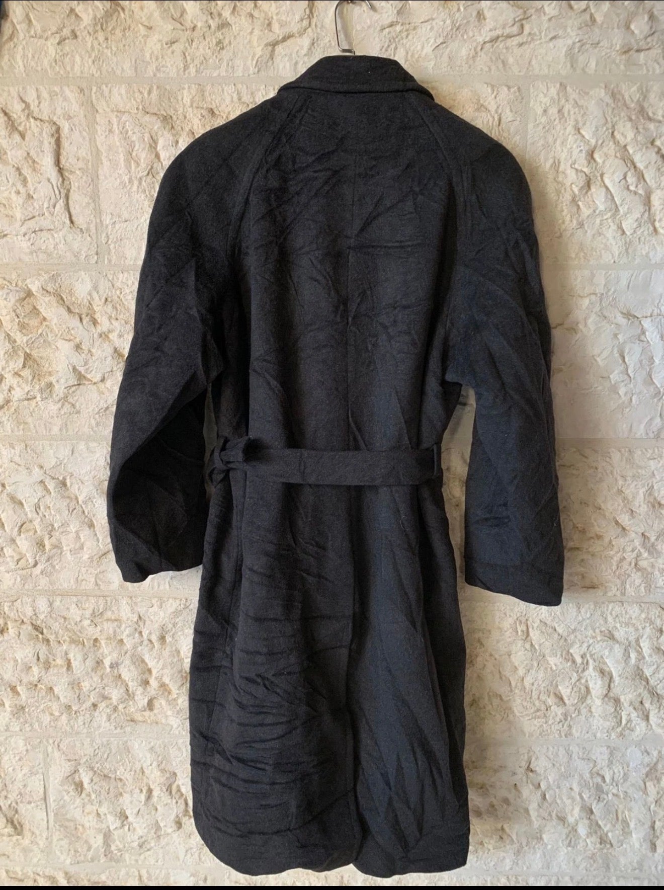 Vintage Wool Cashmere blend charcoal belted raglan classic over coat 46R XL