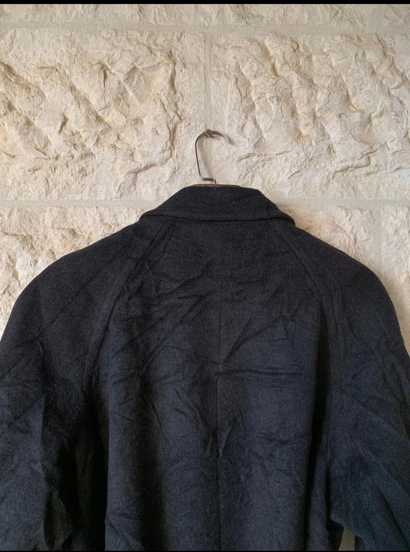 Vintage Wool Cashmere blend charcoal belted raglan classic over coat 46R XL