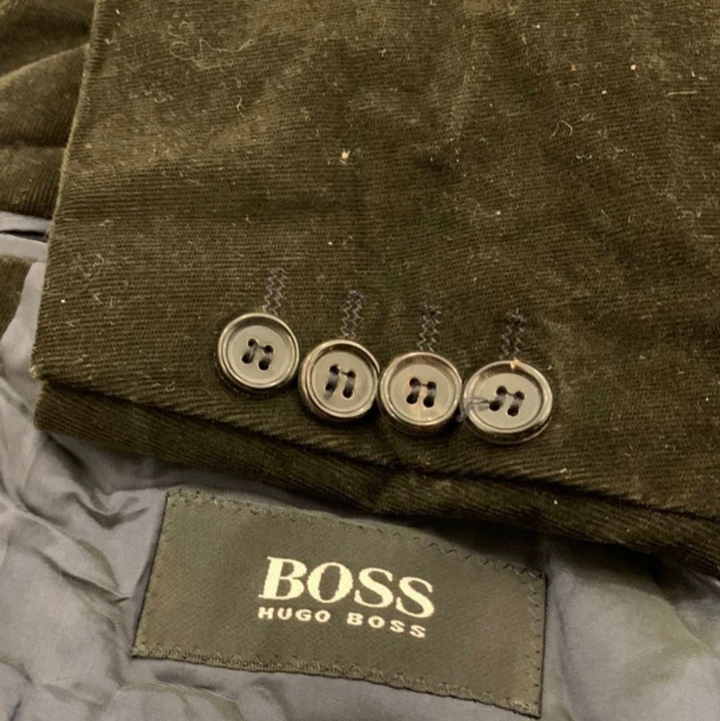 Classic Hugo Boss cotton blend Corduroy green suit jacket blazer 42R