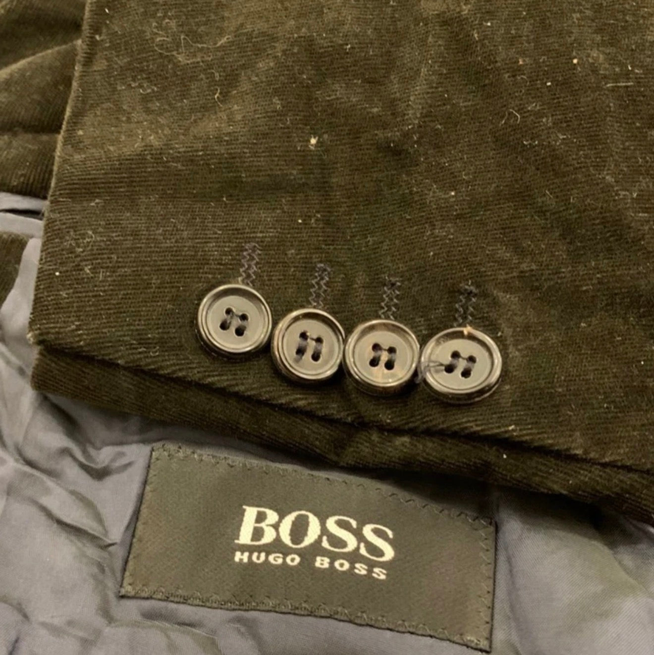Classic Hugo Boss cotton blend Corduroy green suit jacket blazer 42R