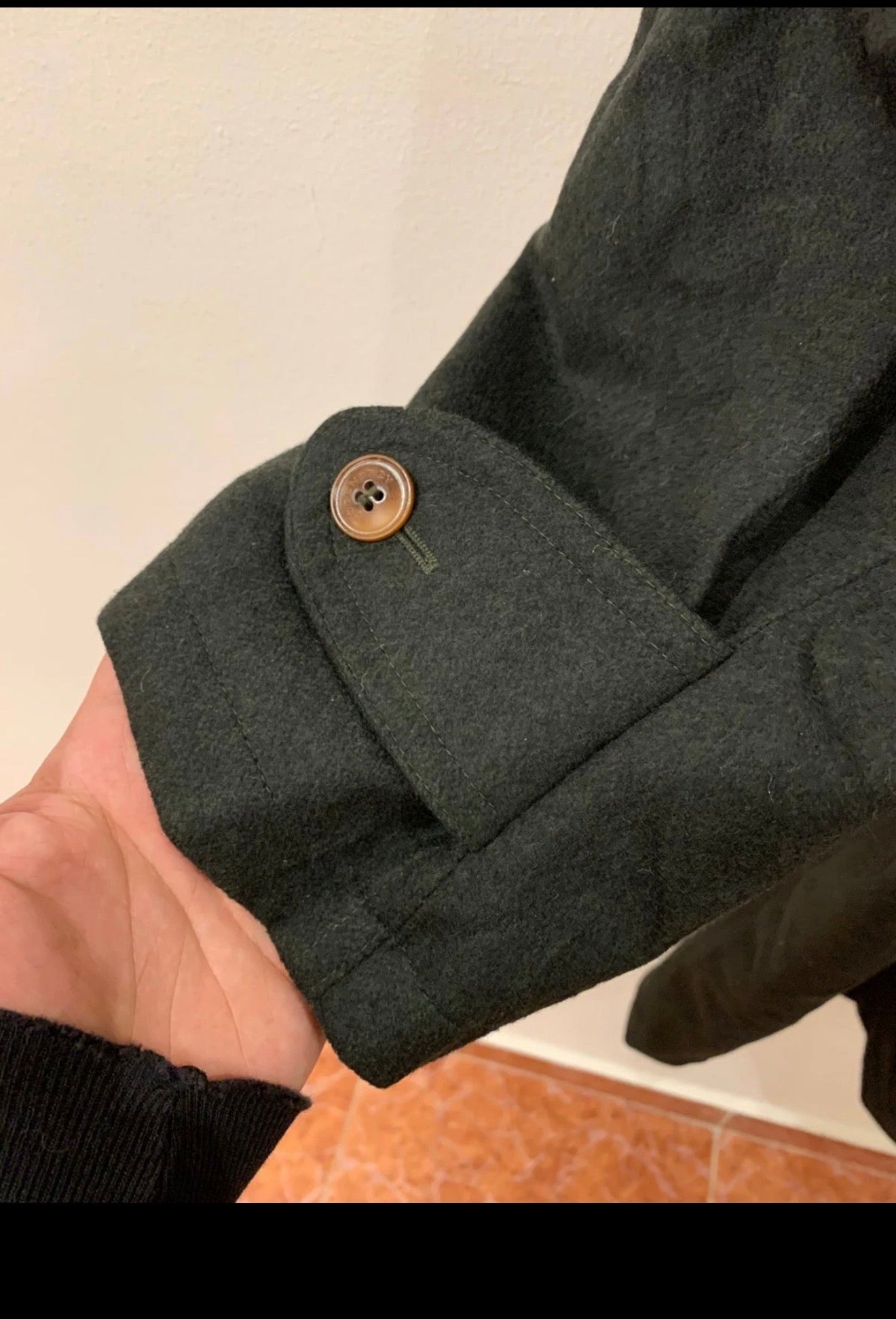 Vintage Lodenfrey pure wool raglan belted olive green over coat 52R 52L 2XL