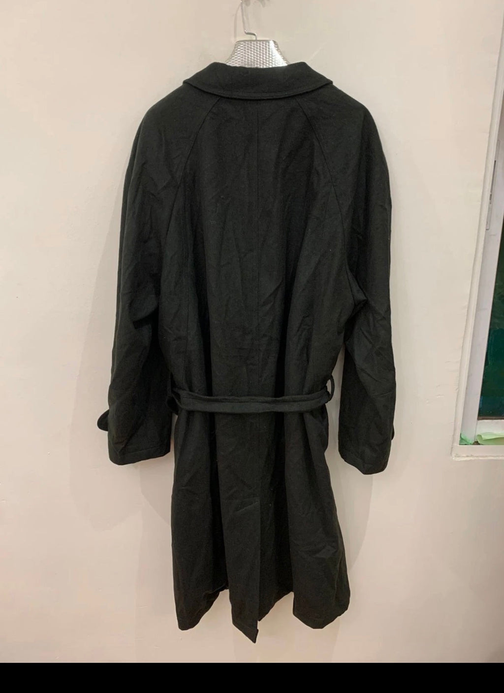 Vintage Lodenfrey pure wool raglan belted olive green over coat 52R 52L 2XL