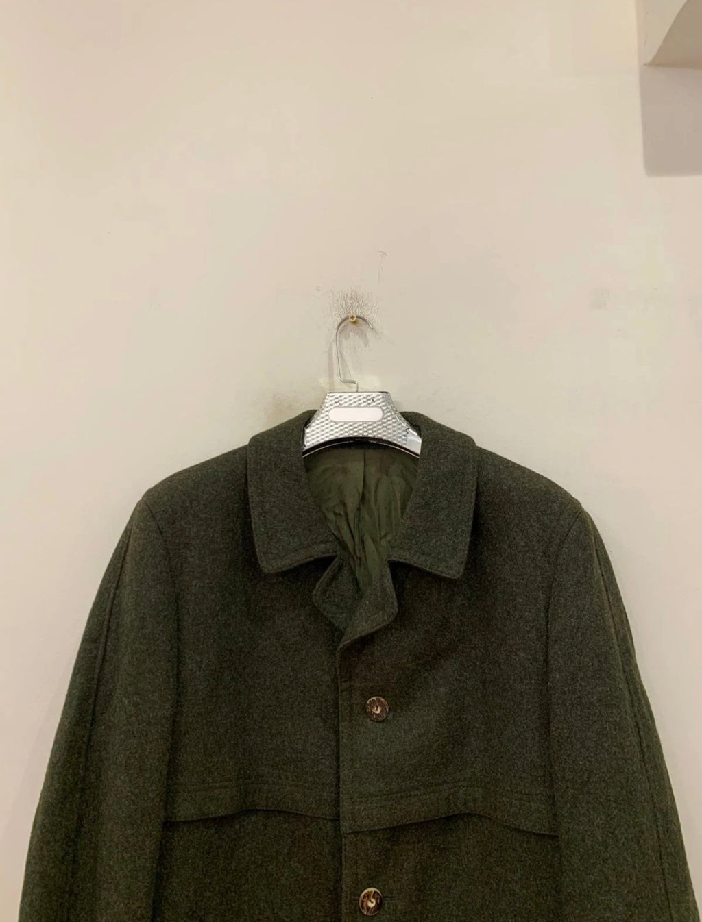 Vintage Tiroler Loden pure wool tweed olive green over coat 44R