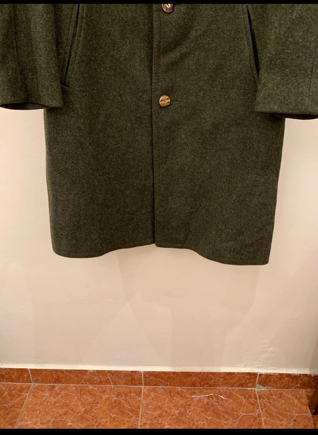 Vintage Tiroler Loden pure wool tweed olive green over coat 44R
