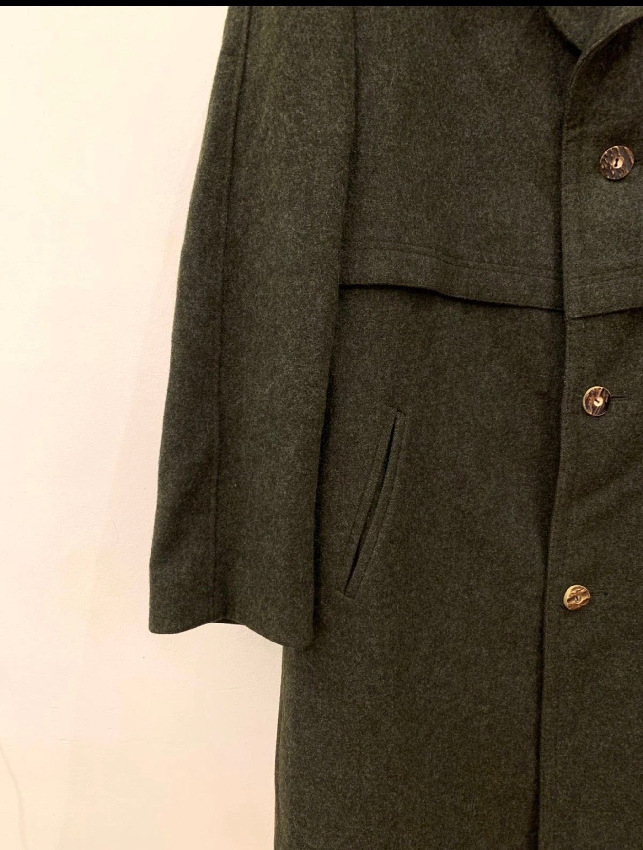 Vintage Tiroler Loden pure wool tweed olive green over coat 44R