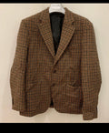 1970s Vintage houndstooth pure wool handwoven tweed hunting jacket blazer 42R