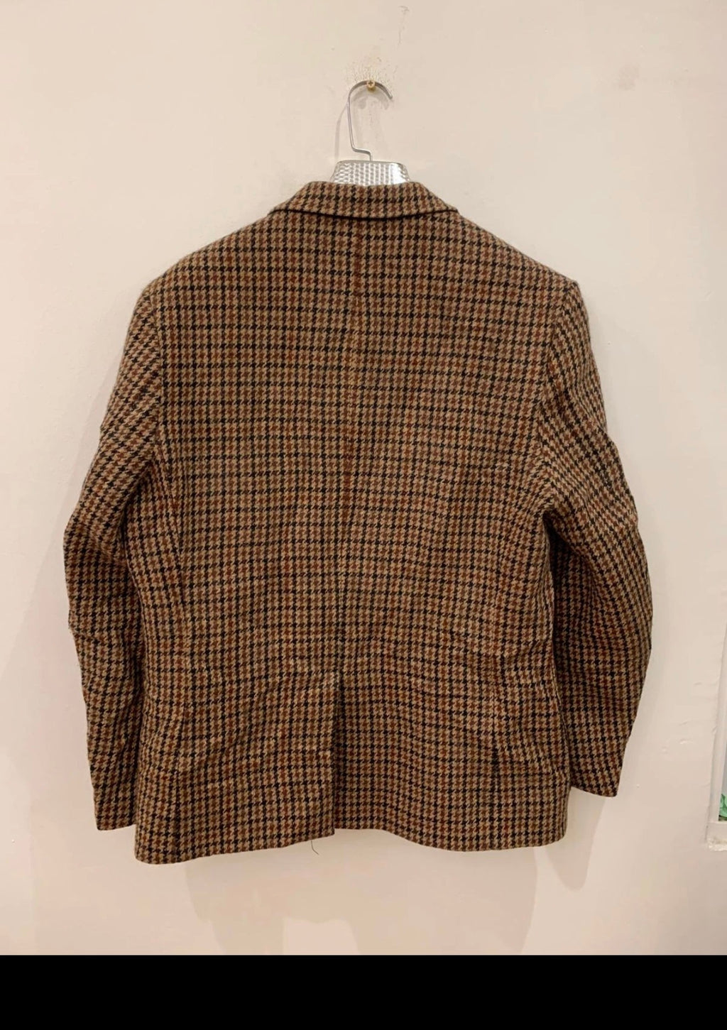 1970s Vintage houndstooth pure wool handwoven tweed hunting jacket blazer 42R