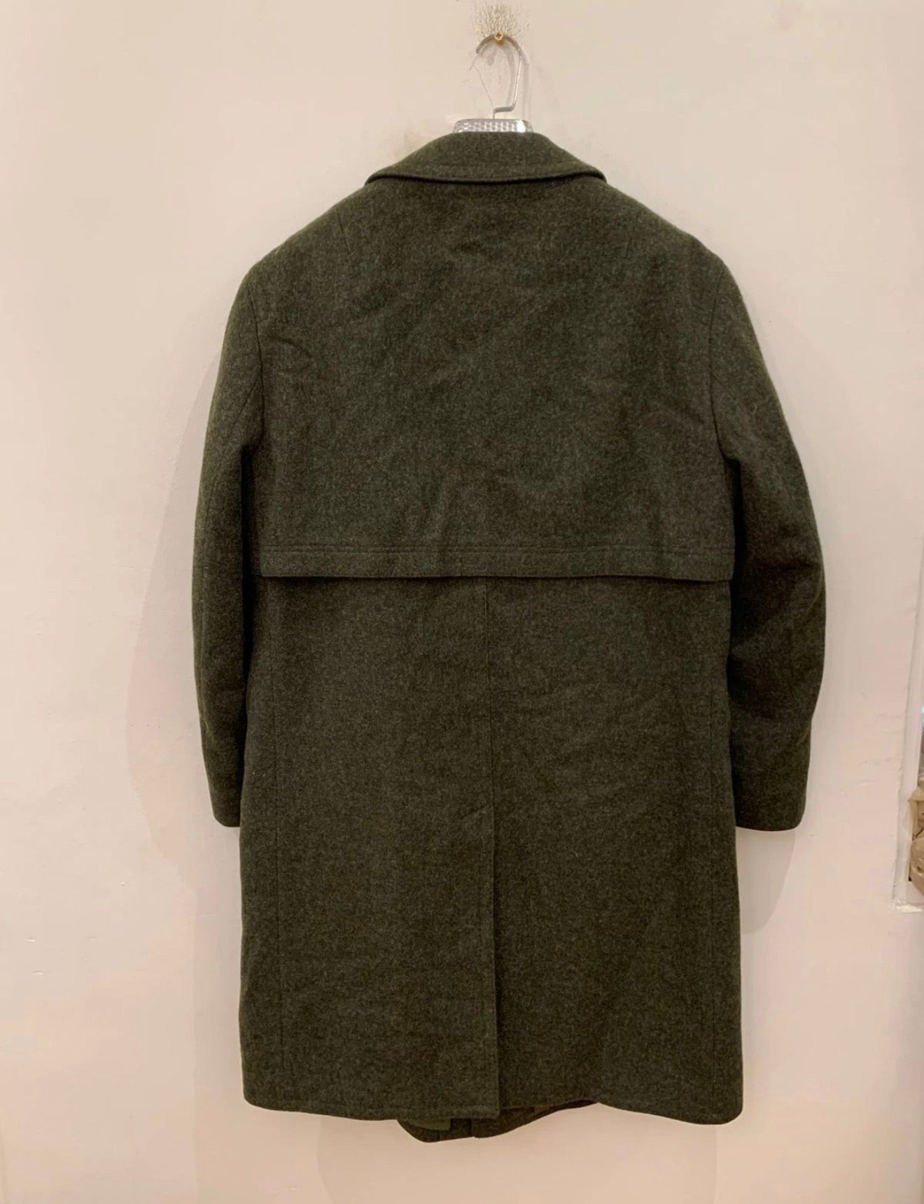 Vintage Tiroler Loden pure wool tweed olive green over coat 44R
