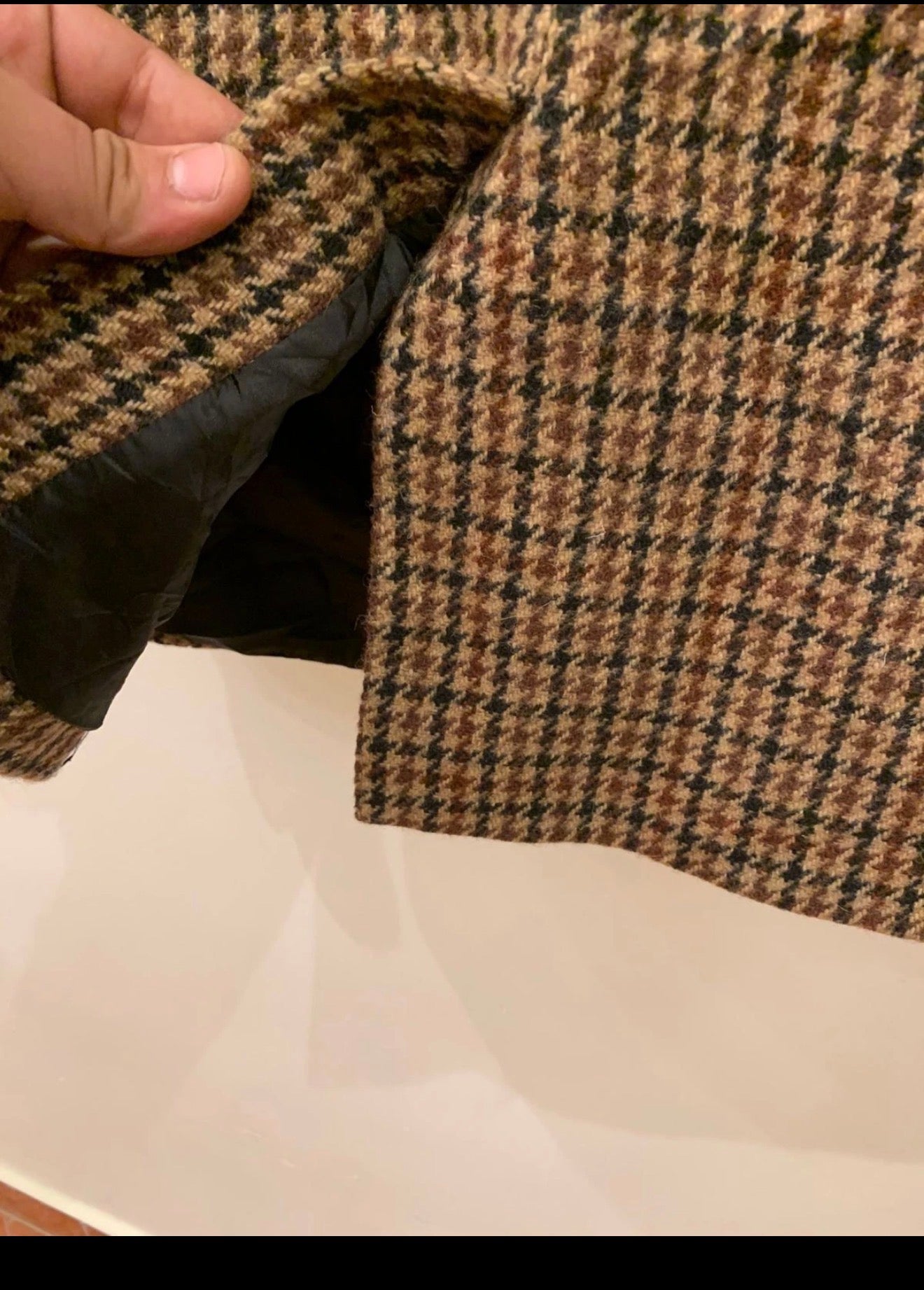 1970s Vintage houndstooth pure wool handwoven tweed hunting jacket blazer 42R