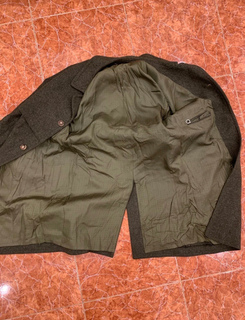 Vintage Tiroler Loden pure wool tweed olive green over coat 44R