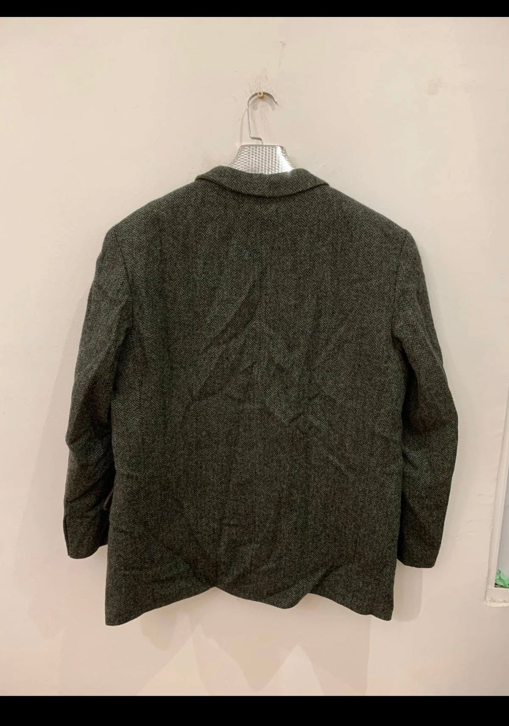 Vintage pure wool handwoven tweed Kynoch herringbone green jacket blazer 44R