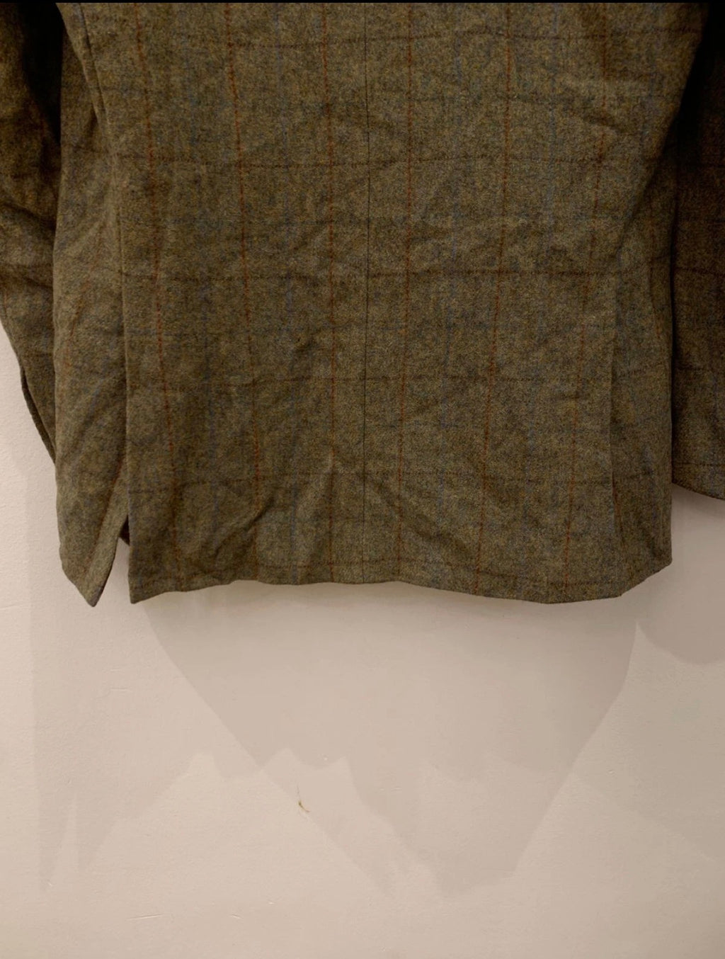 Vintage pure wool handwoven Tweed Windowpane green hunting jacket blazer 42R