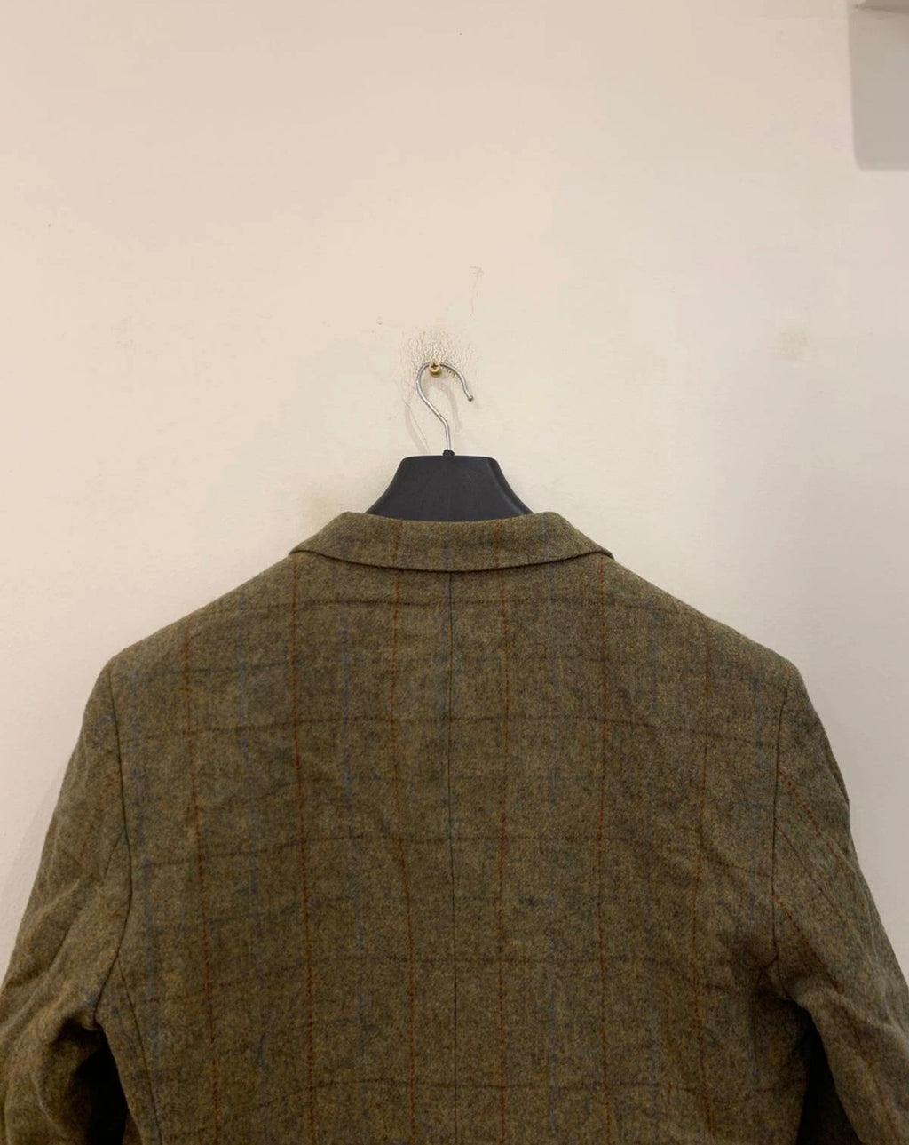 Vintage pure wool handwoven Tweed Windowpane green hunting jacket blazer 42R