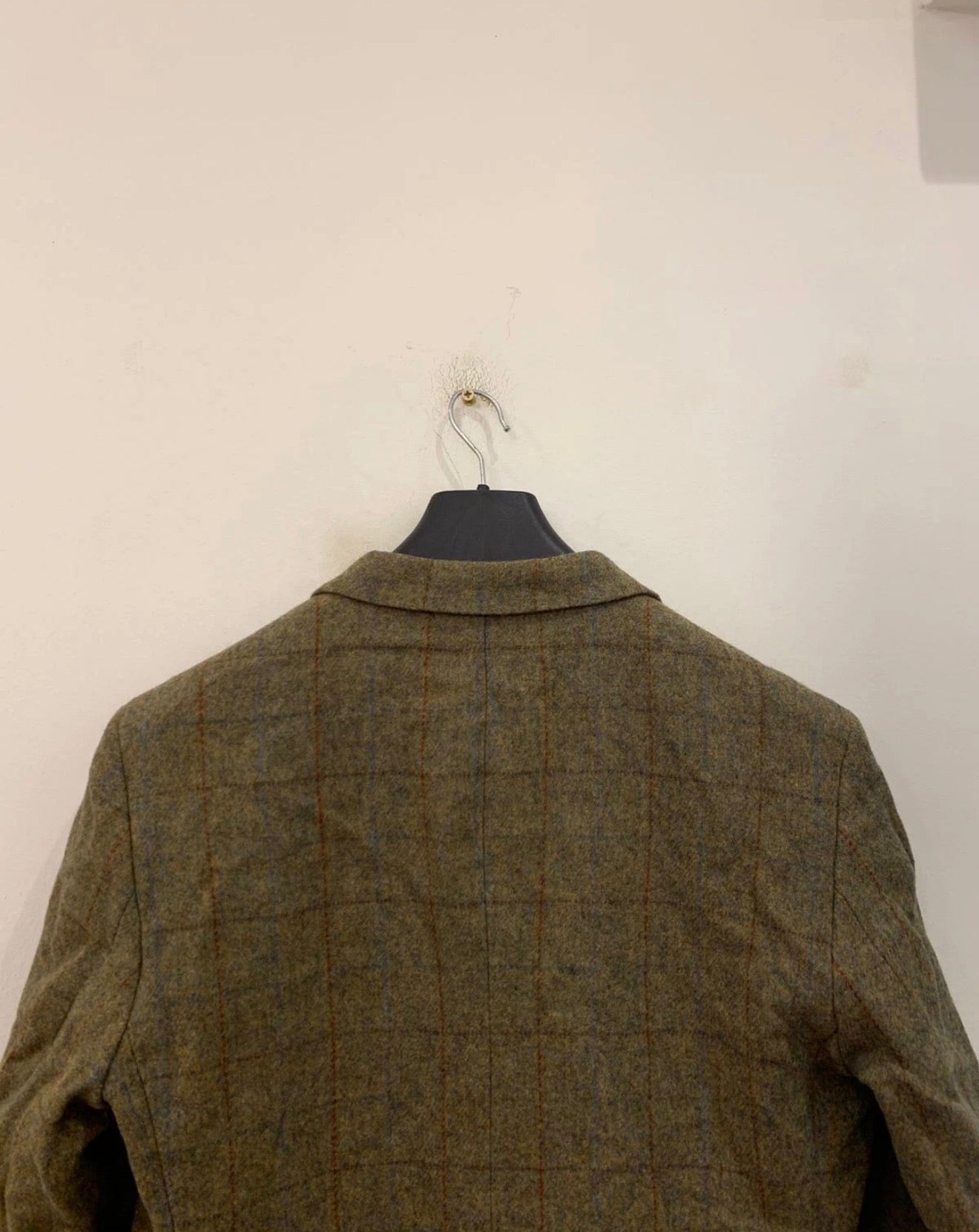 Vintage pure wool handwoven Tweed Windowpane green hunting jacket blazer 42R