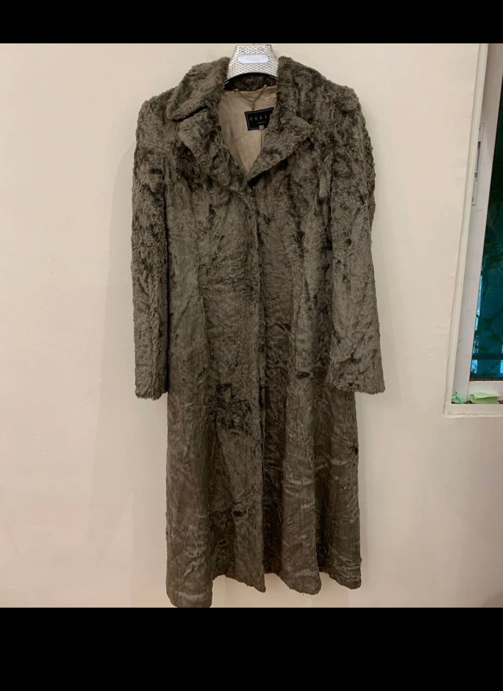 Classic Coast London gray Viscose Cotton fur long coat M 8 38