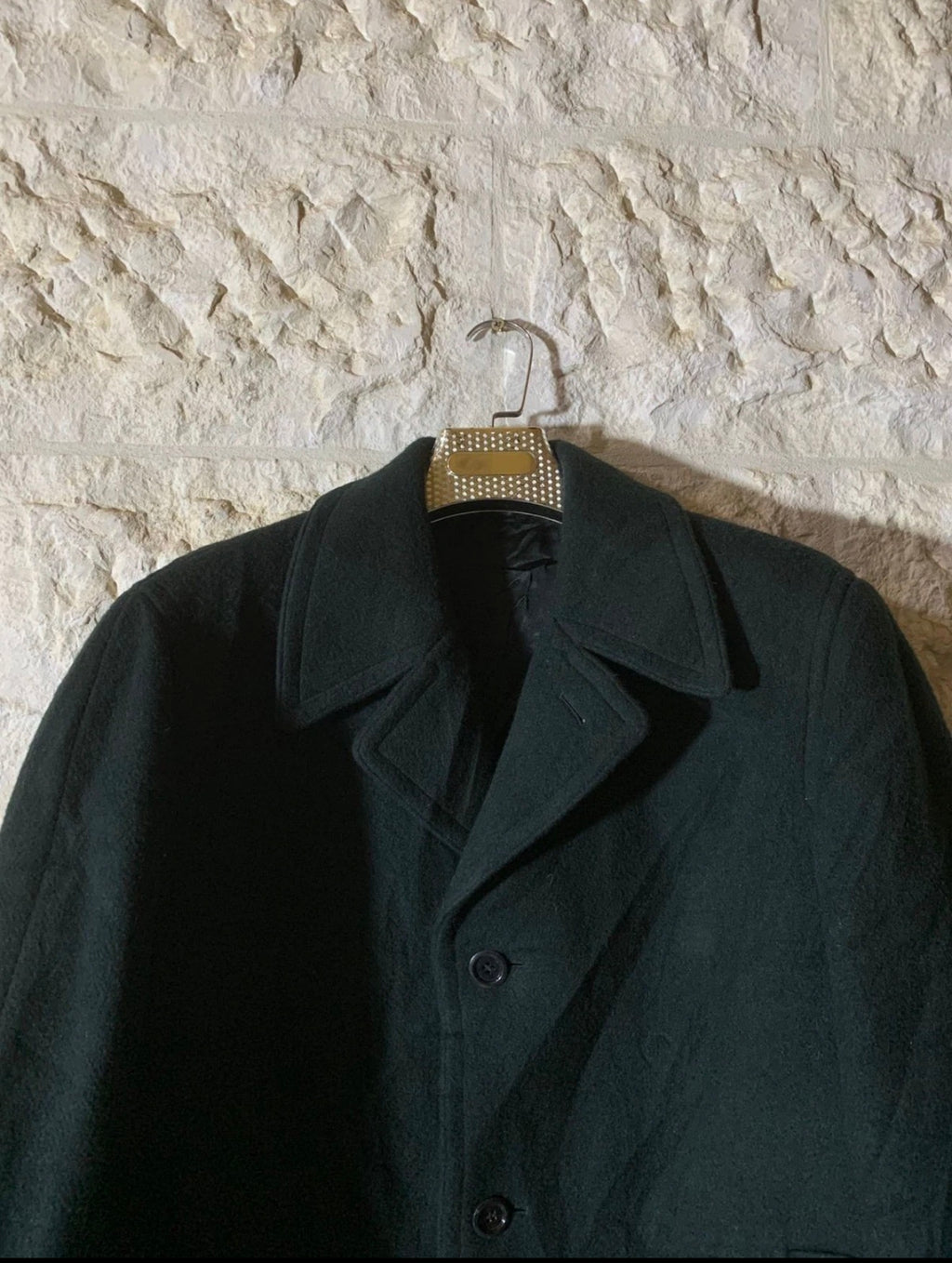1970s vintage pure woollen wool classic dark green top over coat 46R XL