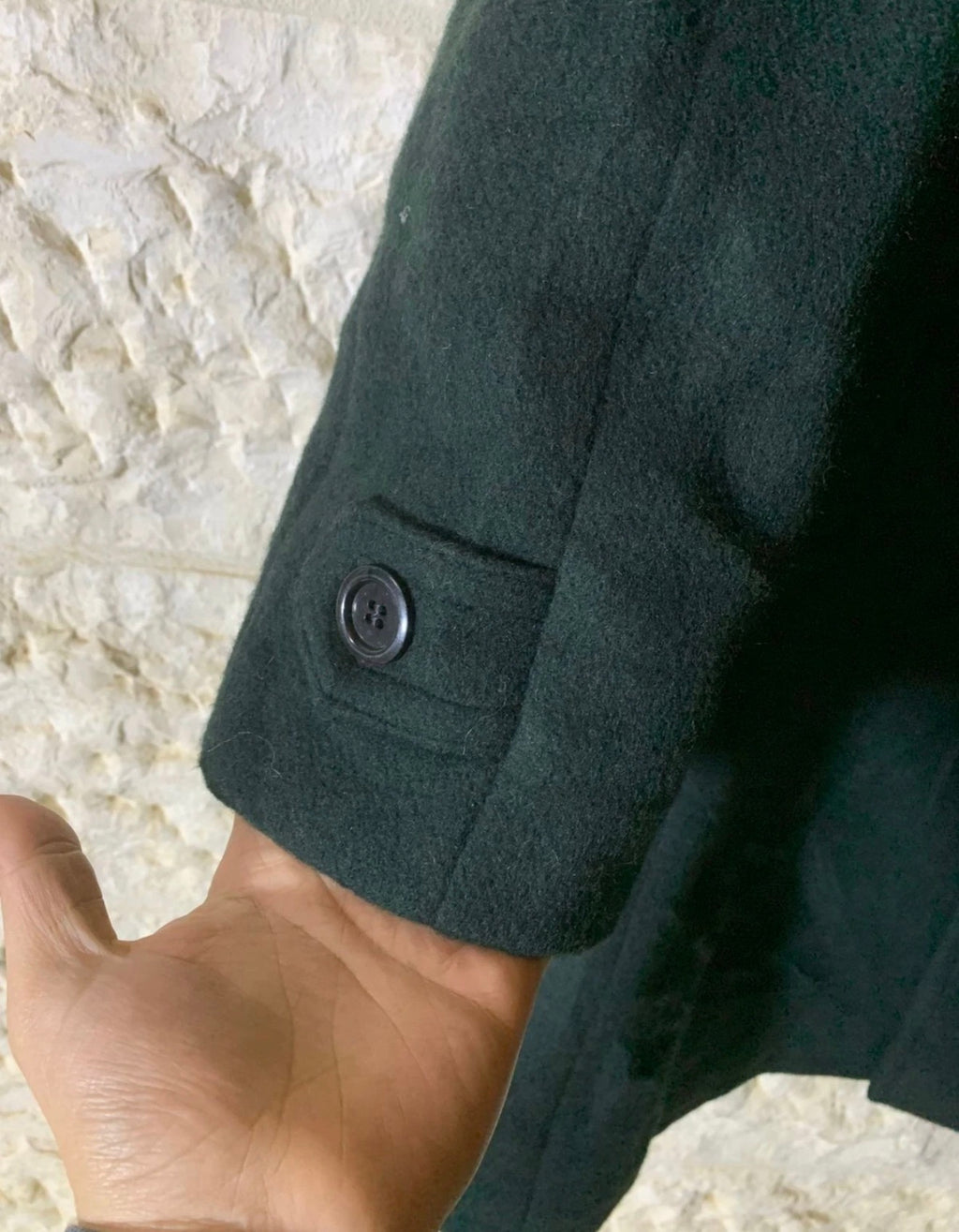 1970s vintage pure woollen wool classic dark green top over coat 46R XL