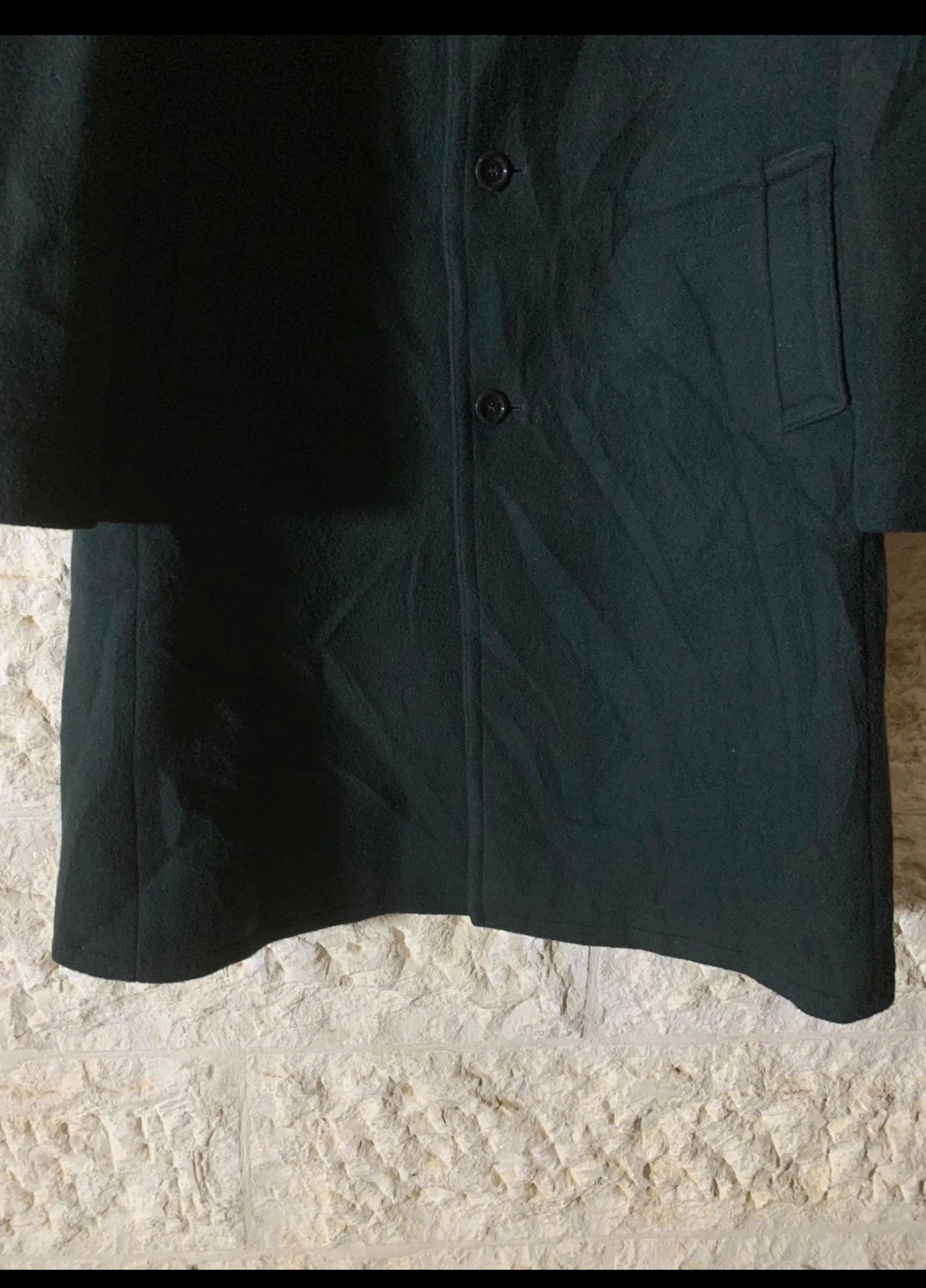 1970s vintage pure woollen wool classic dark green top over coat 46R XL